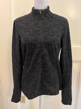 Spyder Women's Black Marble-Print Half-Zip Pullover